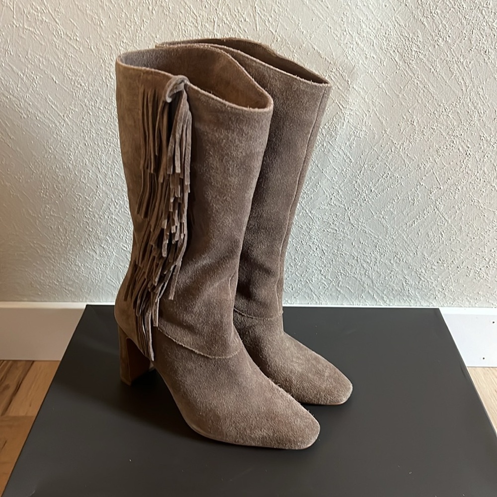 Vince Camuto Suede Fringe Taupe Boots